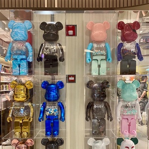 Figurines d'ours en résine <span class=keywords><strong>Chiaki</strong></span> DIY Bearbrick 400% - Ours Violent Noir et Or, Placage Transparent Vert Lac - Product Image 2