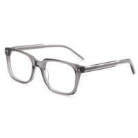 Lunettes optiques unisexes G5764F rétro carrées en acétate, monture intégrale gris transparent, verres démonstratifs clairs, logo personnalisé, vente en gros