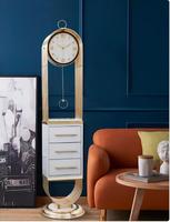 Horloge de grand-père Armens pratique en métal et bois, meuble de rangement sur pied, style moderne et antique, luxe léger