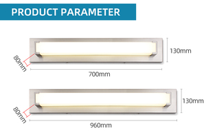Modern Stainless Steel Bathroom <b>Wall</b> Lamp LED 3500K Warm White IP44 Waterproof Surface Mounted Mirror <b>Light</b> Fixture - Product Image 2