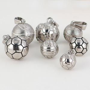 Breloque de ballon de sport : Football, Soccer, Basketball, Volleyball |   Pendentif en acier inoxydable plaqué or 18 carats PVD, étanche - Product Image 4