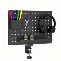 Panneau perforé de jeu en métal rotatif à 360 ° avec porte-stylo Support de bureau à pince Accessoires de rangement