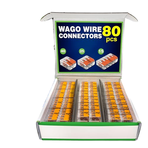 Para conectores de cable de empalme compactos de la serie <span class=keywords><strong>WAGO</strong></span> 221, juego de 80 piezas 221-412 221-413 221-415, bloques de terminales eléctricos enchufables - Product Image 1
