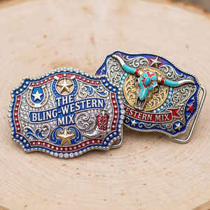 Boucle de ceinture personnalisée en alliage de zinc avec logo, strass brillants, style western chic cowgirl rodeo Nashville, vente en gros - Product Image 4