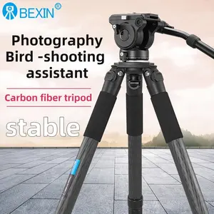 도매 BEXIN 전문 조류 관찰 안정적인 경량 탄소 섬유 키 큰 비디오 카메라 긴 초점 렌즈 삼각대 스탠드