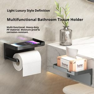 Porte-<span class=keywords><strong>papier</strong></span> <span class=keywords><strong>toilette</strong></span> <span class=keywords><strong>mural</strong></span> rectangulaire moderne en plastique écologique avec support carré pour salle de bain et toilettes - Product Image 6