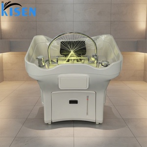 Kisen 70cm/80cm Height Adjustable Portable Shampoo Basin Removable Head Spa Bac with 2 Storage Tanks <b>Led</b> <b>Light</b> Sauna Machine - Product Image 1