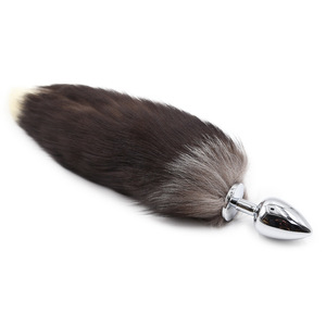 Jouet anal en métal SM en forme de queue de renard érotique, masturbateur, queue de renard démon gris et blanc, fabricant de queues de chien anales. - Product Image 3