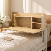 Table de lit simple avec étagère de rangement, bureau d'étude pliable pour étudiants en dortoir, chambre et petits espaces