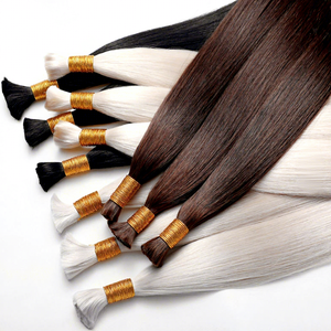 ผมต่อแบบตรง Remy แท้ สีดำ น้ำตาล บลอนด์ ขาว สำหรับทำวิกผม ใช้ในร้านเสริมสวย ต่อผมแบบสั่งทำ - Product Image 2