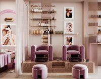Comptoir de présentation de salon de luxe avec éclairage LED, plateau en pierre personnalisable, design écologique