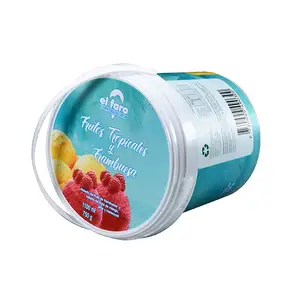 Logotipo personalizado impresso redondo iml embalagem pp recipiente de plástico do alimento sorvete balde