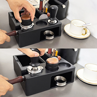Station de tamping à expresso en ABS durable de qualité supérieure, base amovible pour boîte à marc, support pour porte-filtre, organisateur de comptoir pour barista