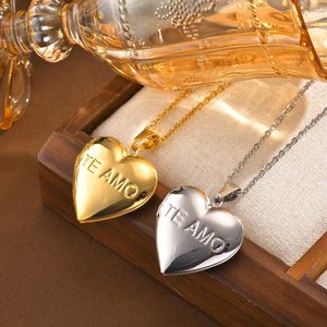 Colgante de caja de árbol de fase de amor de acero inoxidable para mujer de estilo americano europeo fotos abiertas en forma de corazón usable en ambos lados - Product Image 3