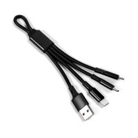 Câble de charge multi-usage 3-en-1 en nylon personnalisable avec logo, certifié CE RoHS, pour iPhone 15, 16, 17, 18