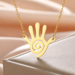 Collier de la main de la guérison, symbole sacré Hopi, pendentif en spirale tourbillonnante, bijoux en acier inoxydable, cadeau du Nouvel An - Product Image 3