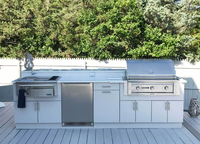 BAINENG Fournisseur en gros OEM ODM Personnalisé Armoire de cuisine extérieure en acier inoxydable Îlot barbecue Ensemble complet tout-en-un