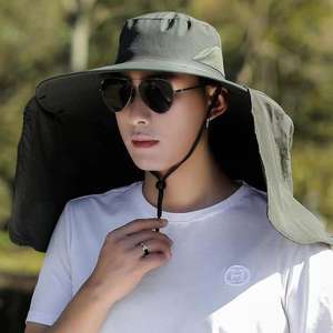 Chapeau de soleil d'été pour homme à large bord avec protection du cou, respirant et anti-UV, idéal pour la randonnée et la pêche - Product Image 3