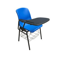 Chaise de classe moderne avec bureau pliable et accoudoirs - Chaise d'école en plastique durable et écologique pour la maison, le bureau et la salle de classe