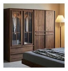 Nouvelle armoire murale pleine longueur en bois de noyer de style chinois, niveau FAS, avec porte en verre - Product Image 1