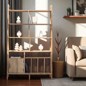High-End Designer Wooden Bookshelf for Office Library <b>Solid</b> <b>Wood</b> Premium Storage Rack for Home Office Study Room Library Hotel - Product Image 1