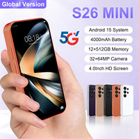 S26 MINI Teléfono Inteligente de Bolsillo Ultra Pequeño, 4.0 Pulgadas, 12+512GB, 5G LTE, Doble SIM, Desbloqueo Facial, Mini Teléfono Móvil Android Portátil