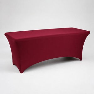 Housse de table rectangulaire extensible en spandex blanc épais 300 GSM de 6 pieds pour mariage, imperméable et écologique, pour usage extérieur moderne - Product Image 1