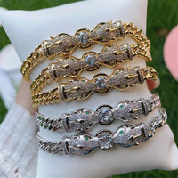 Bracelet léopard Double tête pour femme, en cuivre, style européen et américain, avec ouverture ajustable, tendance