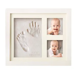 Newborn baby hand print and foot print modeling clay kit diy baby photo frame