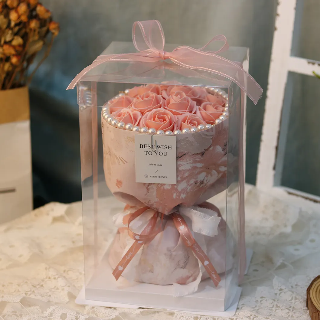 Penjualan Laris Bunga Sabun Taman Mimpi Kotak Hadiah Hewan Peliharaan Mawar dengan Dekorasi Buatan Tangan untuk Hari Valentine Hadiah Ulang Tahun Hari Ibu