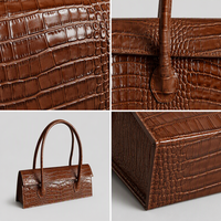 Sac à main en cuir texturé effet reptile brillant pour femme, avec longue anse, silhouette enveloppe, style vintage, sac de ville tendance, marque privée