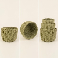 Ensemble de 3 paniers de rangement multi-usages en corde de papier tressée faits à la main, grande capacité, pour la décoration moderne de la maison