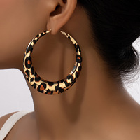 Nouvelle mode femmes imprimé léopard boucles d'oreilles luxe exagéré géométrique grand cerceau boucles d'oreilles