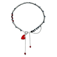 Bijoux à maillons en perles en forme de cœur rouge pour filles, bijoux Art Déco mignons et élégants pour femmes, accessoires pour adolescentes, vente en gros