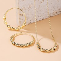 Ensemble de bijoux en or véritable 18 carats, perles brésiliennes italiennes à trois tons, boucles d'oreilles, ensemble de bijoux en or de luxe de Dubaï pour femmes