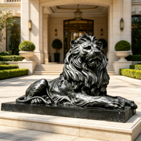 Sculpture de lion en bronze, statue allongée, base réaliste, figurine animale polie, taille et couleur personnalisées, décoration extérieure, maison, bureau