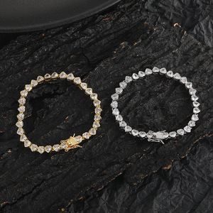 Heart 4 * 4mm <b>Couple</b> Tennis <b>Bracelet</b> Hip Hop Rose Gold Single Row Chain Tanjing Fashion Lijing Necklace - Product Image 3