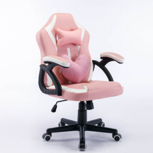 <span class=keywords><strong>Fauteuil</strong></span> PC Pivotant Réglable avec Coussin Coeur Mignon Chaise de Jeu <span class=keywords><strong>Ergonomique</strong></span> en Tissu d'Ordinateur Rose pour Filles - Product Image 2