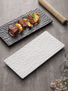 Piatto rettangolare in ceramica per Sushi negozio al dettaglio con piatto piatto di porcellana Color nero opaco piatto da portata Japandi Assiette - Product Image 4