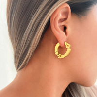 MYNECK PROMOTION BOUTIQUES DE BIJOUX TENDANCE Boucles d'oreilles créoles demi-lune en acier inoxydable plaqué or 18 carats, anti-ternissement, nouveau style Cottagecore OOTD