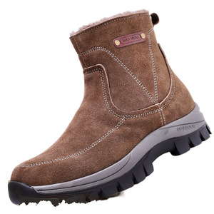 Botas de nieve de lana para hombre, cálidas, impermeables, antideslizantes, de invierno, estilo Martin, tacón medio, color sólido, suela inyectada para uso en interiores. - Product Image 4