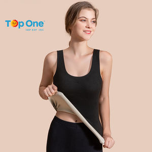 TopOne femmes haut thermique gilet thermique dames corsage mince col rond sans manches dames haut avec poitrine Pad T-shirt sous-vêtements - Product Image 1