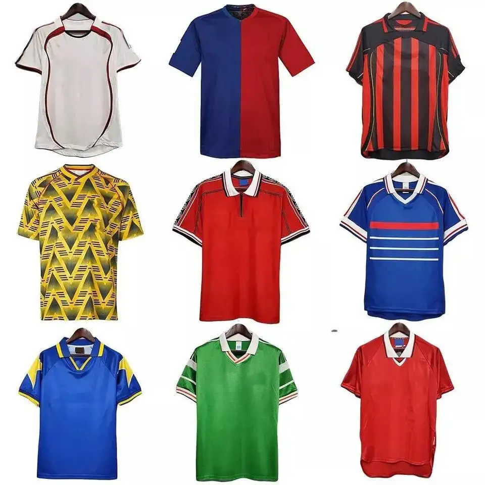 American Club Retro Football Jersey Kids' Soccer Uniform Set T-Shirt Fabric with Sublimation Technics Football Shirt