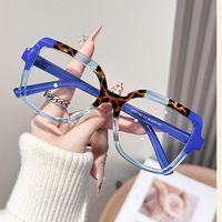 Monture Carrée OEM Contraste Anti-Lumière Bleue Tendance Grande Monture Miroir Plat Personnalité Cadres Européens et Nouveaux