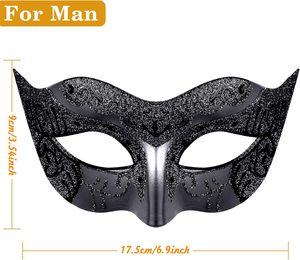 DAMAI Black Sequins Couple Venetian Masks Halloween Costume Mask for Women Men Party Decorations Mardi Gras Masquerade Masks - Product Image 2