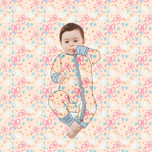 Unisex bebekler için çift yönlü fermuarlı yazlık bambu pijama takımı, bebekler için uzun kollu fermuarlı bambu pijama takımı - Product Image 5
