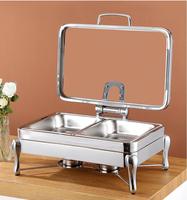Chauffe-Plats Professionnel à Double Compartiment en Acier Inoxydable avec Bouton de Commande pour Buffet et Restauration Facile à Utiliser