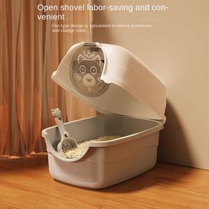Caja de arena para gatos de plástico antisalpicaduras de gran tamaño completamente cerrada, inodoro para mascotas fácil de limpiar con envío gratis - Product Image 4