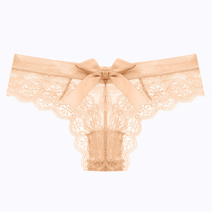 Culottes en dentelle élégantes pour femmes, transparentes et sexy, string respirant de couleur unie, taille basse, lingerie quotidienne pour femmes - Product Image 1
