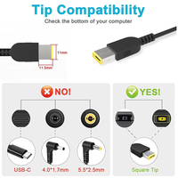 Adaptateur secteur universel 65W à embout carré pour ordinateur portable ThinkPad, chargeur de voyage en matériau ignifuge